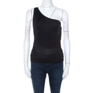 Emilio Pucci Black Silk Jersey One Shoulder Top M 