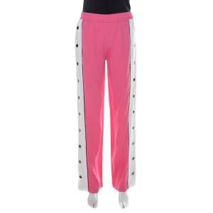 Emilio Pucci Pink Silk Blend Striped Side Seam Snap Button Sweatpants S