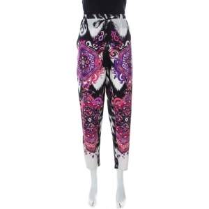 Emilio Pucci Multicolor Printed Silk Drawstring Waist Tapered Pants M