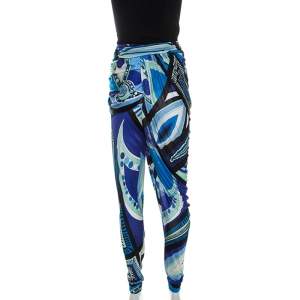 Emilio Pucci Multicolor Printed Jersey Draped Pants S 