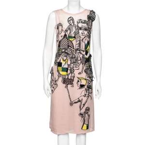 Emilio Pucci Blush Pink Tourist Applique Embroidered Cotton Net Shift Dress M