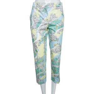 Emilio Pucci Multicolor Floral Printed Cotton Tapered Leg Trousers M