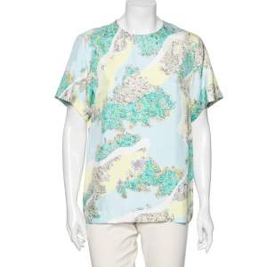 Emilio Pucci Multicolor Floral Printed Silk Top M