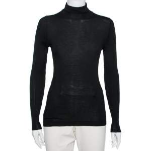 Emilio Pucci Black Wool Knit Turtleneck Top M