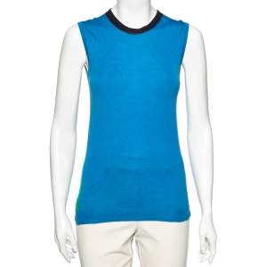Emilio Pucci Blue and Green Knit Sleeveless Top M