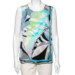Emilio Pucci Multicolor Printed Silk Sleeveless Top M