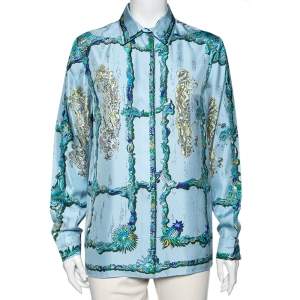 Emilio Pucci Blue Printed Silk Shirt M