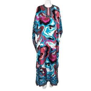 Emilio Pucci Multicolor Printed Silk Kaftan Dress One Size