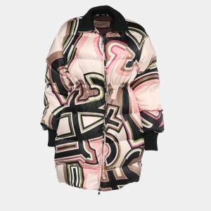 Emilio Pucci Multicolor Printed Sateen Quilted Zip Front Coat S