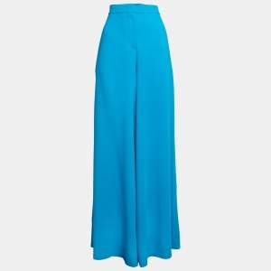 Emilio Pucci Blue Crepe High Waisted Palazzo Trousers M
