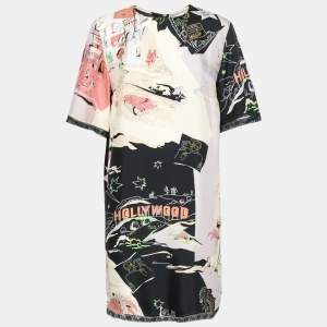 Emilio Pucci Multicolor Printed Silk Lace Trimmed Dress M