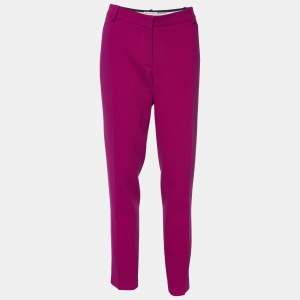 Emilio Pucci Fuchsia Pink Crepe Wool Straight Fit Trousers L
