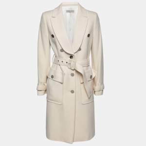 Emilio Pucci Cream Wool Belted Coat M