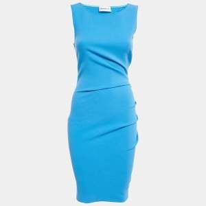 Emilio Pucci Blue Wool Crepe Zip Detail Sleeveless Dress S