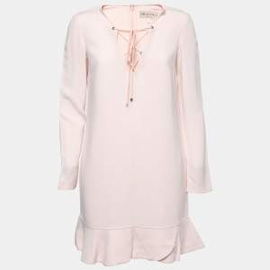 Emilio Pucci Pale Pink Long Sleeve Ruffle Hem Midi Dress M