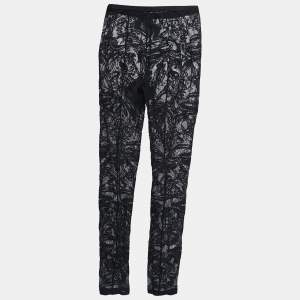 Emilio Pucci Black Floral Lace Leggings S