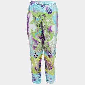 Emilio Pucci Multicolor Abstract Star Printed Silk Wide Leg Pants M