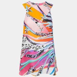 Emilio Pucci Multicolor Printed Silk Sleeveless Blouse M