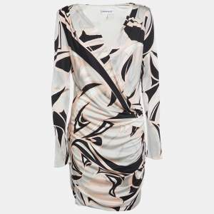 Emilio Pucci Multicolor Printed Jersey Long Sleeve Draped Dress L