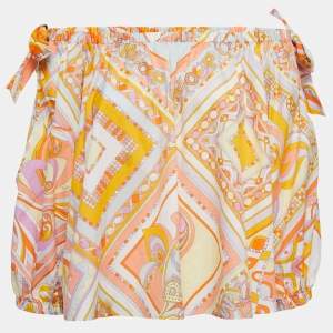 Emilio Pucci Multicolor Printed Cotton Off Shoulder Blouse M