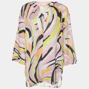 Emilio Pucci Multicolor Printed Cotton Tunic Top M