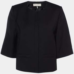 Emilio Pucci Black Wool & Silk Collarless Jacket M