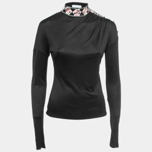 Emilio Pucci Black Jersey Draped Long Sleeve Top S