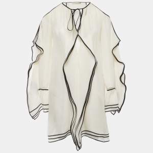 Emilio Pucci Off-White Silk Ruffled Cold Shoulder Mini Dress S