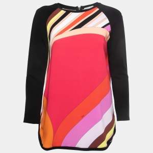 Emilio Pucci Multicolor Crepe Long Sleeve Blouse M