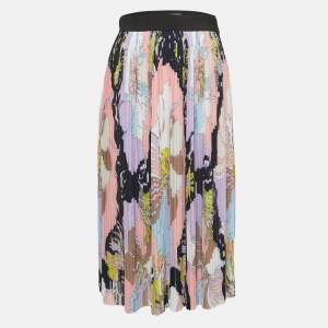 Emilio Pucci Multicolor Floral Print Crepe Pleated Midi Skirt S