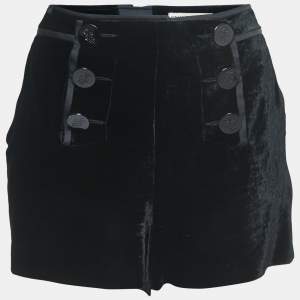 Emilio Pucci Black Velvet Buttoned Shorts M