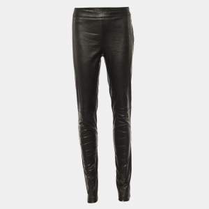 Emilio Pucci Black Leather Fitted Pants L