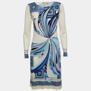 Emilio Pucci Blue Printed Jersey Silk Dress L
