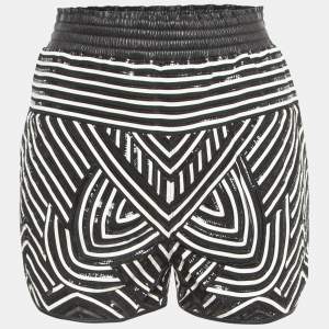 Emilio Pucci Black Patterned Cotton Elasticated Waist Shorts S