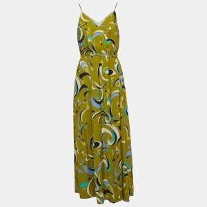 Emilio Pucci Green Printed Jersey  Wrap Dress S