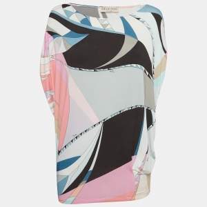 Emilio Pucci Multicolor Printed Jersey Batwing Blouse M