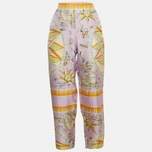 Emilio Pucci Light Purple Astrolabio Print Silk Twill Trousers S