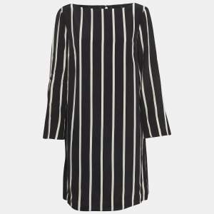 Emilio Pucci Black Pinstripe Silk Short Shift Dress L