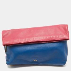 Emilio Pucci Pink/Blue Leather Fold Over Clutch