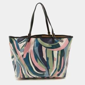 Emilio Pucci Multicolor Printed Coated Canvas and Leather Shopper Tote