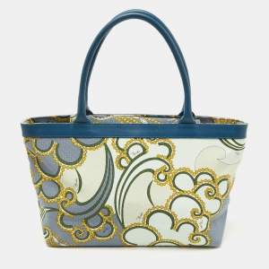 Pre Owned Emilio Pucci Multicolor Canvas and Leather Shopper Tote