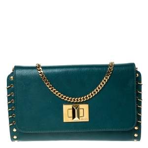 Emilio Pucci Turquoise Leather Chain Shoulder Bag