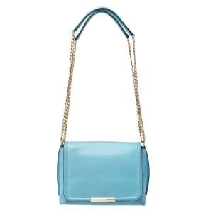 Emilio Pucci Light Blue Leather Newton Chain Shoulder Bag