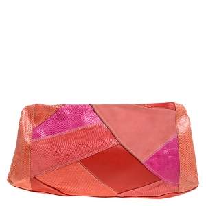Emilio Pucci Multicolor Exotic and Leather Color Block Frame Clutch