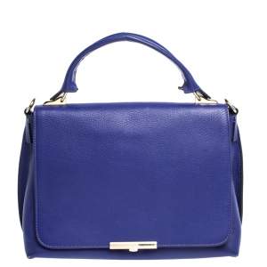 Emilio Pucci Blue Leather Flap Top Handle Bag