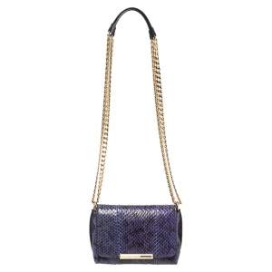 Emilio Pucci Indigo Python Flap Chain Crossbody Bag