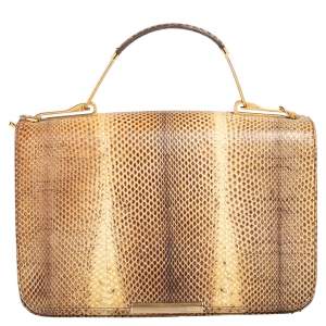 Emilio Pucci Beige/Brown Python Leather Newton Shoulder Bag