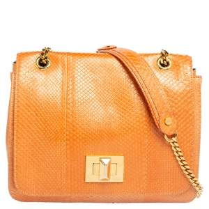 Emilio Pucci Orange Snakeskin Marquise Shoulder Bag