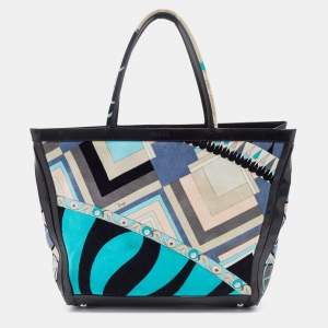 Emilio Pucci Multicolor Velvet and Leather Tote