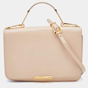 Emilio Pucci Beige Leather Flap Top Handle Bag